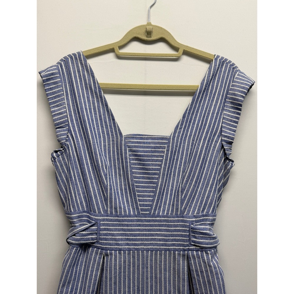 1901 Anthro Wide Leg Jumpsuit V-Neck Ruffle Shoulder Tie Waist Summer 12 Cruise - Picture 4 of 11